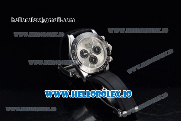 Rolex Cosmograph Daytona Clone Rolex 4130 Automatic Steel Case Grey Dial With Stick Markers Black Rubber Strap - 1:1 Original - Click Image to Close